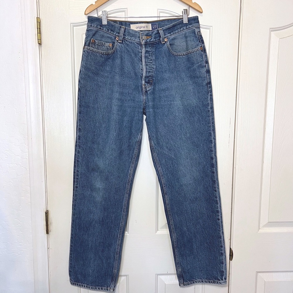 Vintage Gap Loose Fit Jeans‎ 33x30 Original Fit Button Fly Relaxed Straight Leg